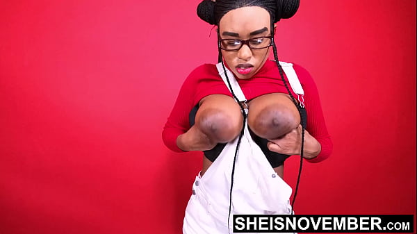 I'_m Erotically Posing My Large Natural Tits And Huge Brown Areolas Closeup Fetish, Bending Over With My Big Boobs Bouncing, Petite Busty Black Babe Sheisnovember Jiggling Her Curvy Bomb Shells While Bent Down, Sat In Overalls on Msnovember