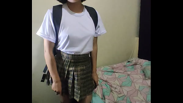 Mexican whore schoolgirl comes home from school and starts touching her rich and wet pussy while her stepfather records her